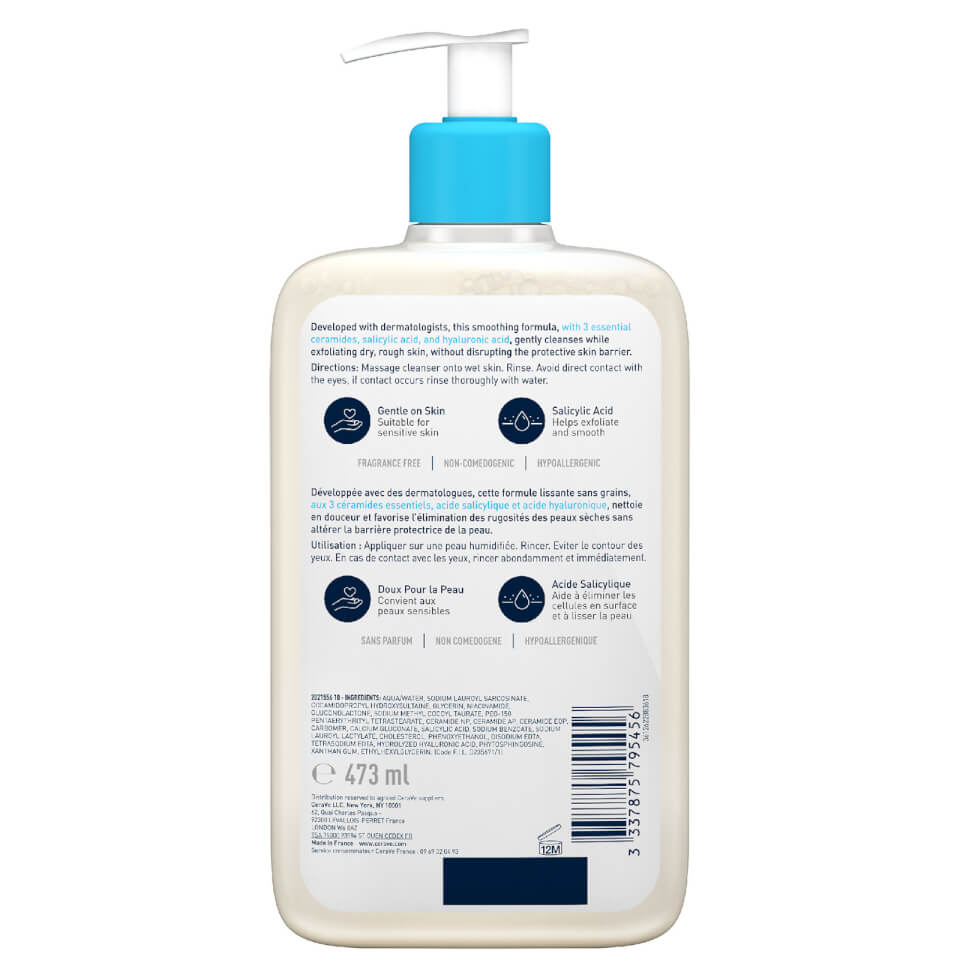 CeraVe SA Smoothing Cleanser with Salicylic Acid for Dry, Rough & Bumpy Skin 473ml
